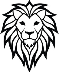 Lion head silhouette with tribal elements 