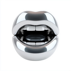 metallic mouth isolated on white, 3d style icon for web