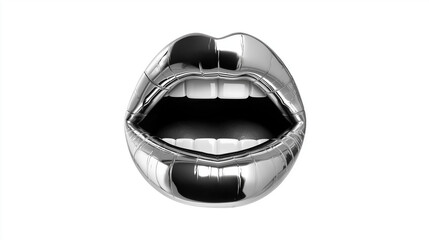 metallic mouth isolated on white, 3d style icon for web