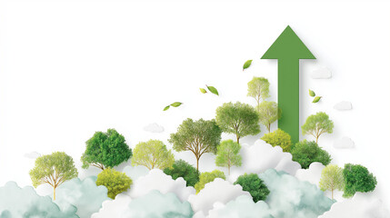 green arrows with green leaves, growth concept for ecology ideas
