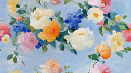 seamless pattern, watercolor flowers background