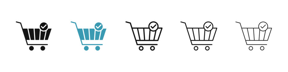 Shopping cart check icon illustration vector symbol set