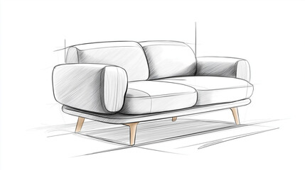 black leather armchair isolated, sketch style illustration for the furniture web page