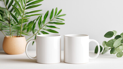 Mock up of white cup set