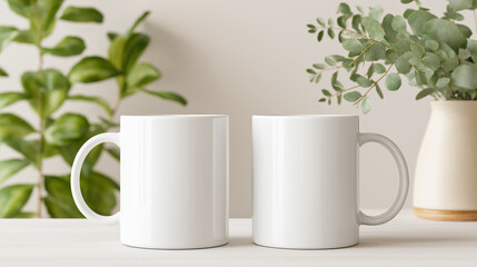Mock up of white cup set