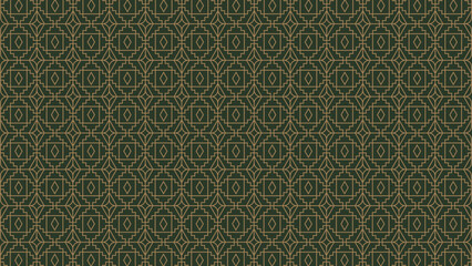 seamless geometric  line art, square, triangle, stair shape .  simple and minimalist line art in gold and green color.	