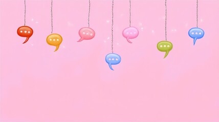 Colorful speech bubbles on pastel background, symbolizing abstract communication and creative expression