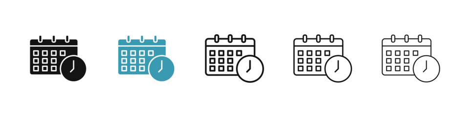 Calendar clock icon illustration vector symbol set