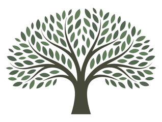 Fototapeta premium Evergreen emblem with vibrant green tree design, symbolizing continuous growth, harmony with nature, and sustainability