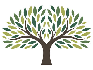 Obraz premium Evergreen tree emblem with lush green canopy symbolizing life, growth, nature, and environmental harmony in detailed vector art