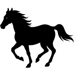 horse running silhouette isolated on white