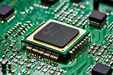 Close-up of a Microchip Exploring the intricacies of Modern Electronics
