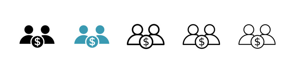 Joint account line icon in art style vector.