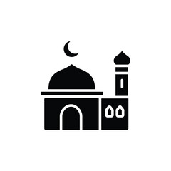 Simple black and white vector illustration of a mosque.