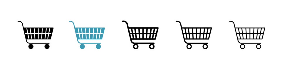 Shopping cart line icon in art style vector