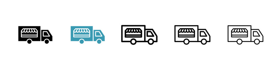 Food truck line icon in art style vector