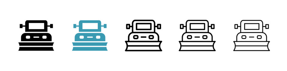 Snowplow line icon in art style vector