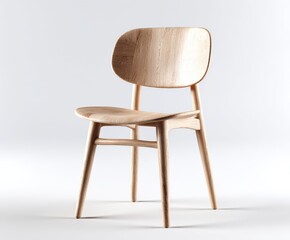 Modern Scandinavian-style wooden chair, white background