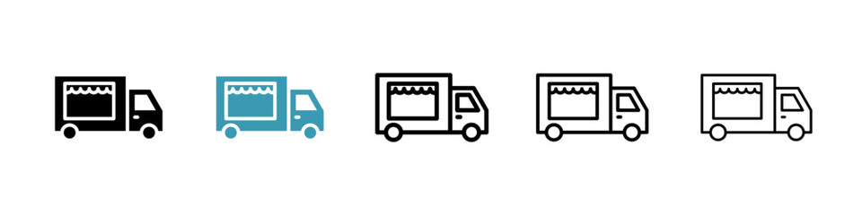 Food truck line icon in art style vector