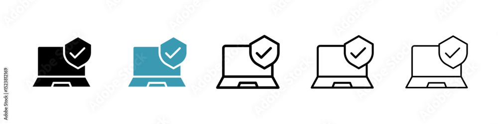 Poster computer security line icon in art style vector
