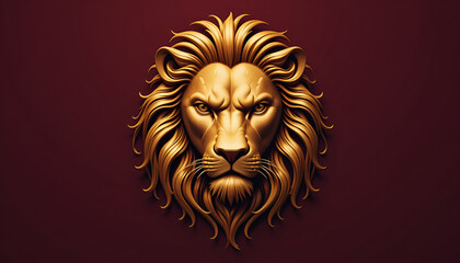 Majestic Golden Lion Head Art Design