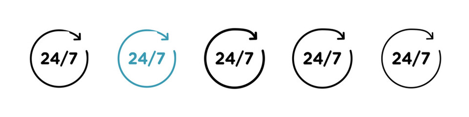 24 7 line icon in art style vector