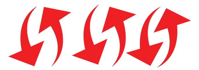 Black arrows icon vector set. Bold arrow symbol curved