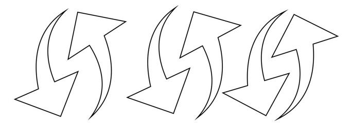Black arrows icon vector set. Bold arrow symbol curved