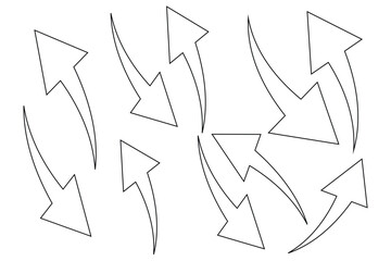 Black arrows icon vector set. Bold arrow symbol curved