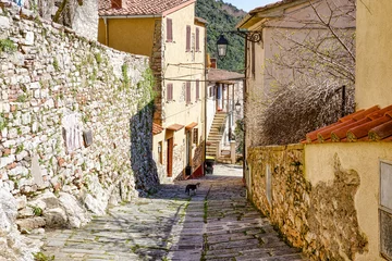 Town images of the medieval village of Sassetta Livorno Tuscany Italy