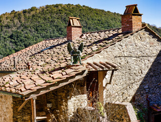 Town images of the medieval village of Sassetta Livorno Tuscany Italy