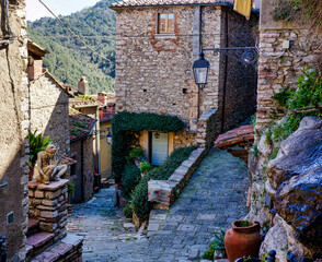Town images of the medieval village of Sassetta Livorno Tuscany Italy
