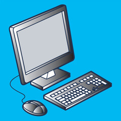 Fototapeta premium computer monitor with mouse and keyboard.