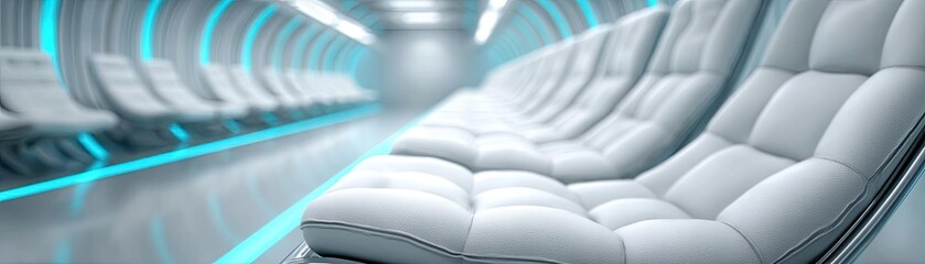 Fototapeta premium Colonoscopy screening with diagnosis and healing treatment concept. Futuristic interior design featuring sleek, white seating.