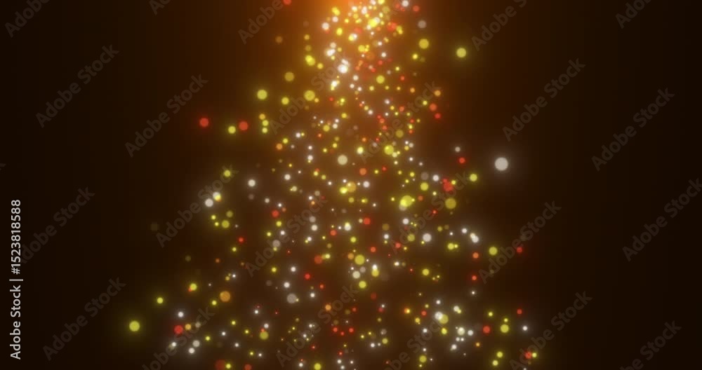 Poster falling golden sparkling particles on a black background. abstract animation.