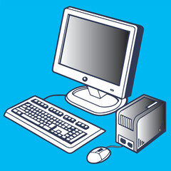 Fototapeta premium computer monitor with mouse and keyboard.