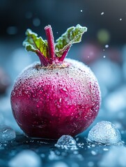 Fresh beetroot with water droplets. AI.