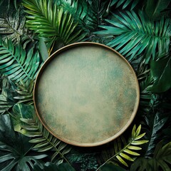 Tropical Leaves with Empty Tray