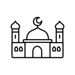Simple line art illustration of a mosque, a significant Islamic building.