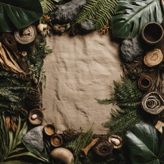 Nature-Inspired Wreath with Blank Space