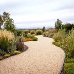Curved Gravel Path in Garden