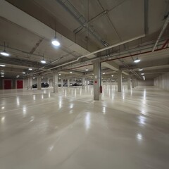 Spacious Empty Underground Parking Garage