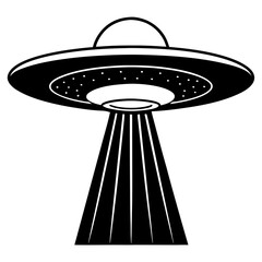Cute Crocodile Vector Line Art Clipart – Funny Animal Cartoon Illustration on White Background – Black and White UFO Flying Saucer Line Drawing
