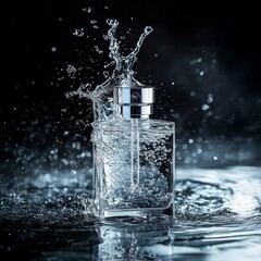 Perfume Bottle Splashing in Water
