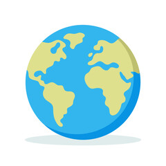 Earth icon. Planet Earth with continents and oceans, isolated on white background. Globe symbol. Vector illustration