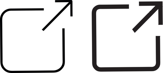 External link icon.Share icon arrow symbol, external link icon open in new window or tab symbol.