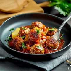 Meatballs with Potatoes in Savory Sauce