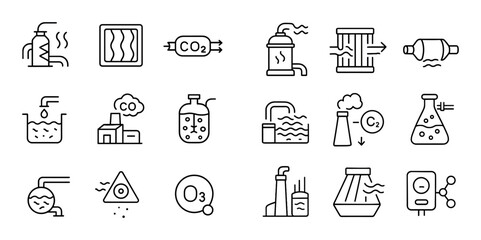 Fototapeta premium Minimalist Pollution Control Icons