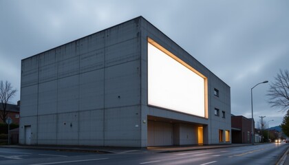 Fototapeta premium Urban architectural showcase modern building design in city center minimalist structure evening atmosphere