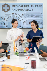 Medical Professionals Discussing Anatomy in Meeting